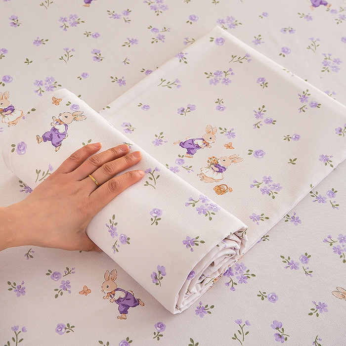 91家纺网 家纺一手货源 找家纺 云玲时尚 2026新款全棉老粗布席子凉席单床单床单单件 花间兔-紫