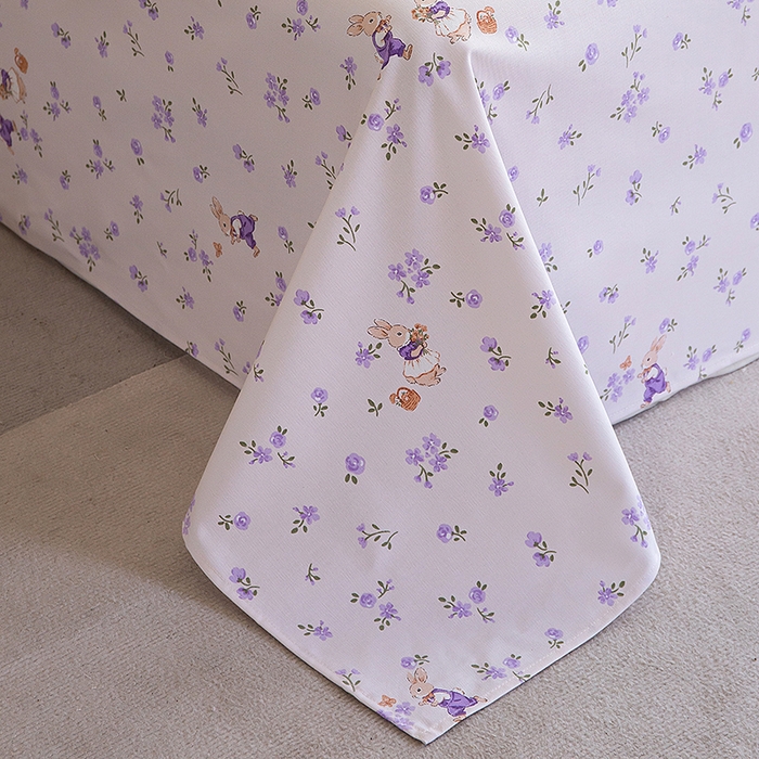 91家纺网 家纺一手货源 找家纺 云玲时尚 2026新款全棉老粗布席子凉席单床单床单单件 花间兔-紫