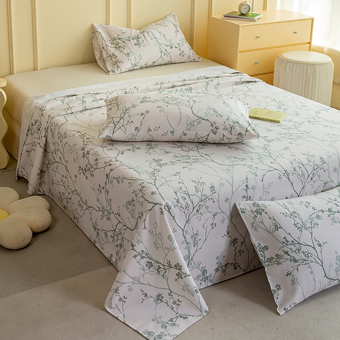 91家纺网 家纺一手货源 找家纺 云玲时尚 2026新款全棉老粗布席子凉席单床单床单单件 花枝漫语-绿