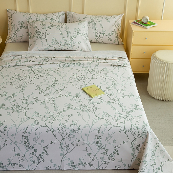 91家纺网 家纺一手货源 找家纺 云玲时尚 2026新款全棉老粗布席子凉席单床单床单单件 花枝漫语-绿