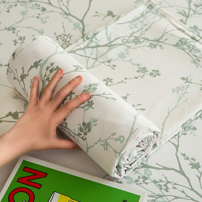 91家纺网 家纺一手货源 找家纺 云玲时尚 2026新款全棉老粗布席子凉席单床单床单单件 花枝漫语-绿