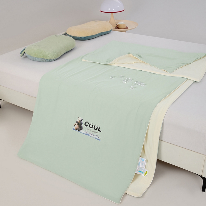 91家纺网 家纺一手货源 找家纺 VIP被业 2026新款A类双面凉感丝西瓜夏凉被单人双人空调被 果绿深绿