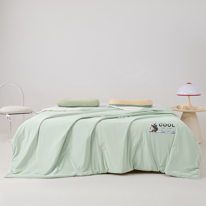 91家纺网 家纺一手货源 找家纺 VIP被业 2026新款A类双面凉感丝西瓜夏凉被单人双人空调被 果绿深绿