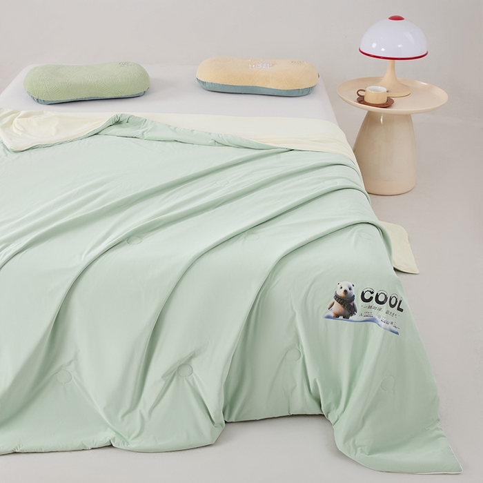 91家纺网 家纺一手货源 找家纺 VIP被业 2026新款A类双面凉感丝西瓜夏凉被单人双人空调被 果绿深绿