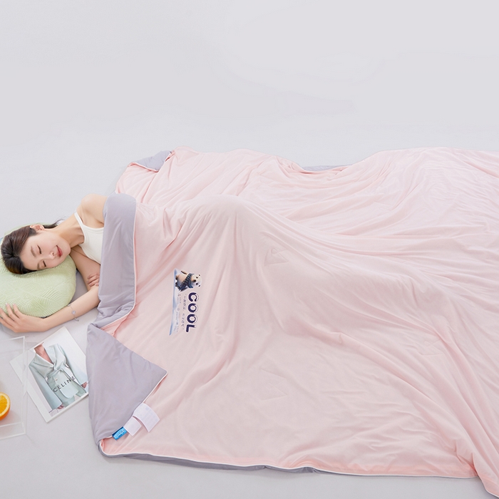 91家纺网 家纺一手货源 找家纺 VIP被业 2026新款A类双面凉感丝西瓜夏凉被单人双人空调被 浅藕粉