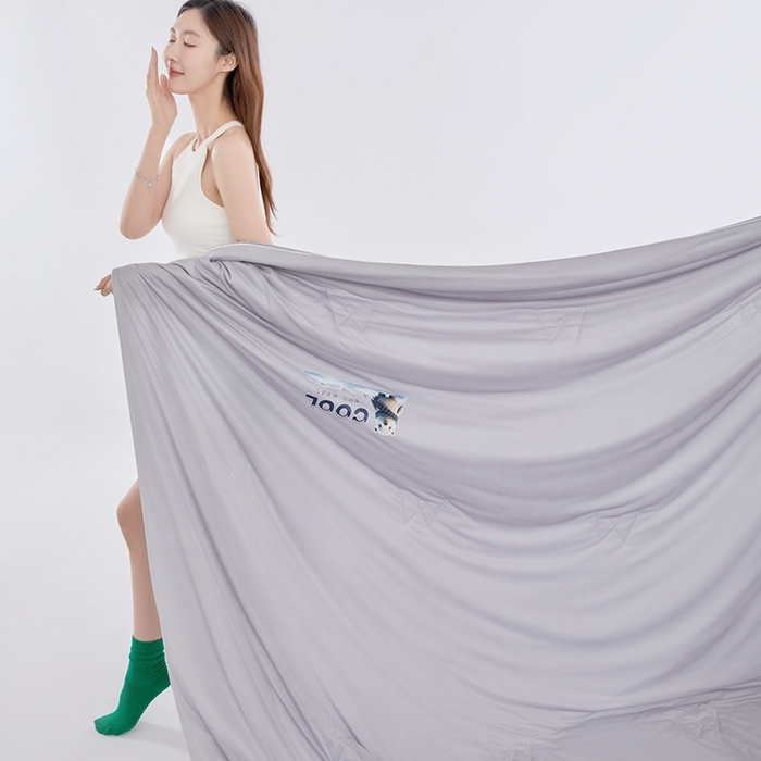 91家纺网 家纺一手货源 找家纺 VIP被业 2026新款A类双面凉感丝西瓜夏凉被单人双人空调被 时光灰