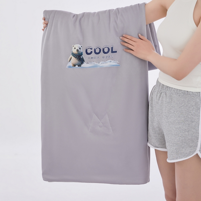 91家纺网 家纺一手货源 找家纺 VIP被业 2026新款A类双面凉感丝西瓜夏凉被单人双人空调被 时光灰