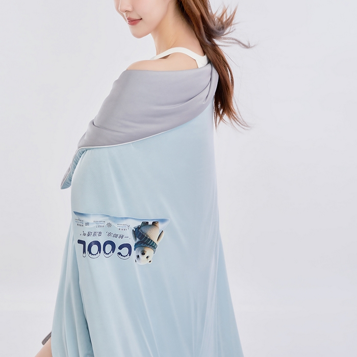 91家纺网 家纺一手货源 找家纺 VIP被业 2026新款A类双面凉感丝西瓜夏凉被单人双人空调被 西湖蓝