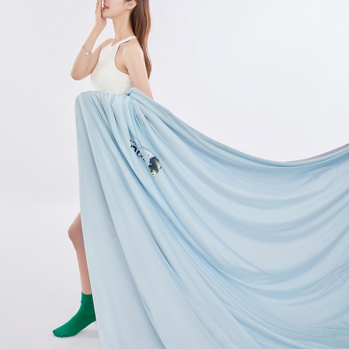 91家纺网 家纺一手货源 找家纺 VIP被业 2026新款A类双面凉感丝西瓜夏凉被单人双人空调被 西湖蓝