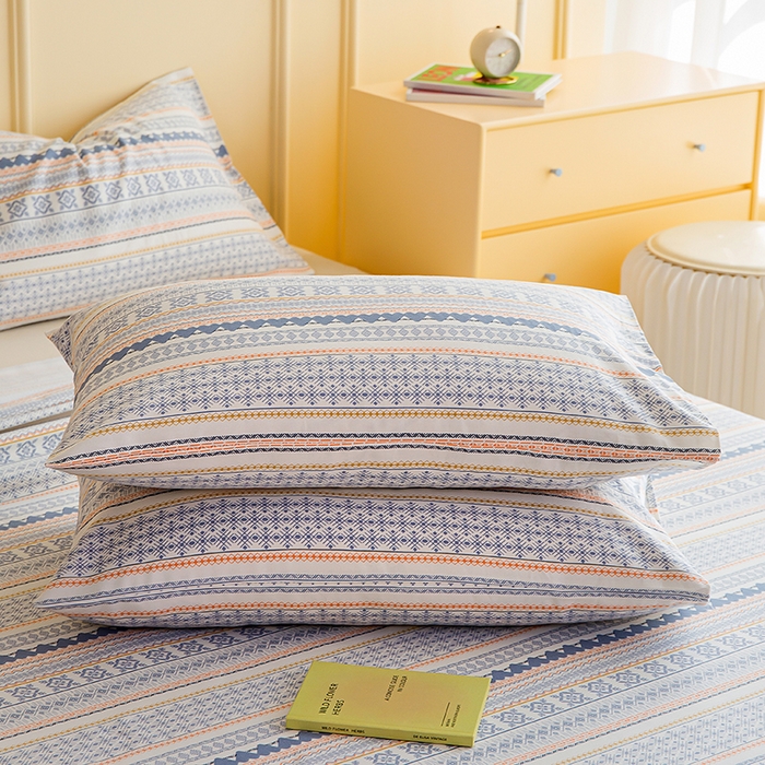 91家纺网 家纺一手货源 找家纺 云玲时尚 2026新款全棉老粗布席子凉席单床单床单单件 蓝橙花条