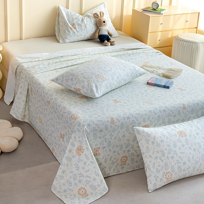 91家纺网 家纺一手货源 找家纺 云玲时尚 2026新款全棉老粗布席子凉席单床单床单单件 林间萌宠