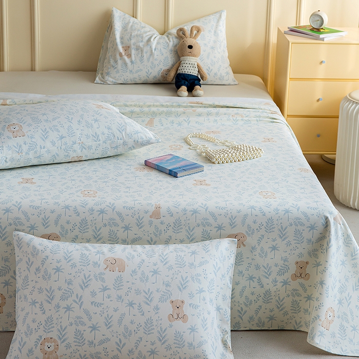 91家纺网 家纺一手货源 找家纺 云玲时尚 2026新款全棉老粗布席子凉席单床单床单单件 林间萌宠