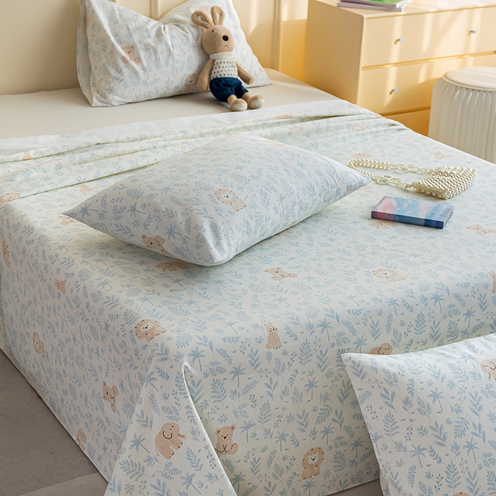 91家纺网 家纺一手货源 找家纺 云玲时尚 2026新款全棉老粗布席子凉席单床单床单单件 林间萌宠