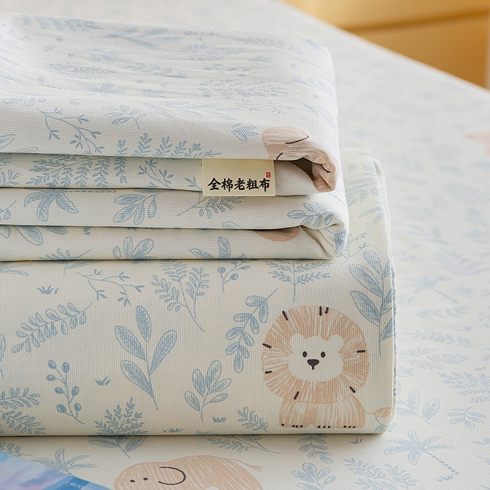 91家纺网 家纺一手货源 找家纺 云玲时尚 2026新款全棉老粗布席子凉席单床单床单单件 林间萌宠
