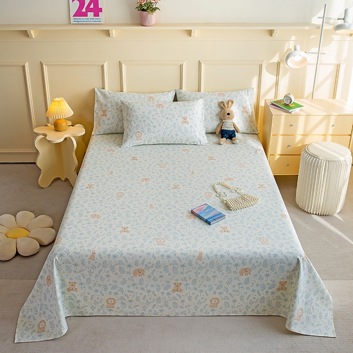 91家纺网 家纺一手货源 找家纺 云玲时尚 2026新款全棉老粗布席子凉席单床单床单单件 林间萌宠