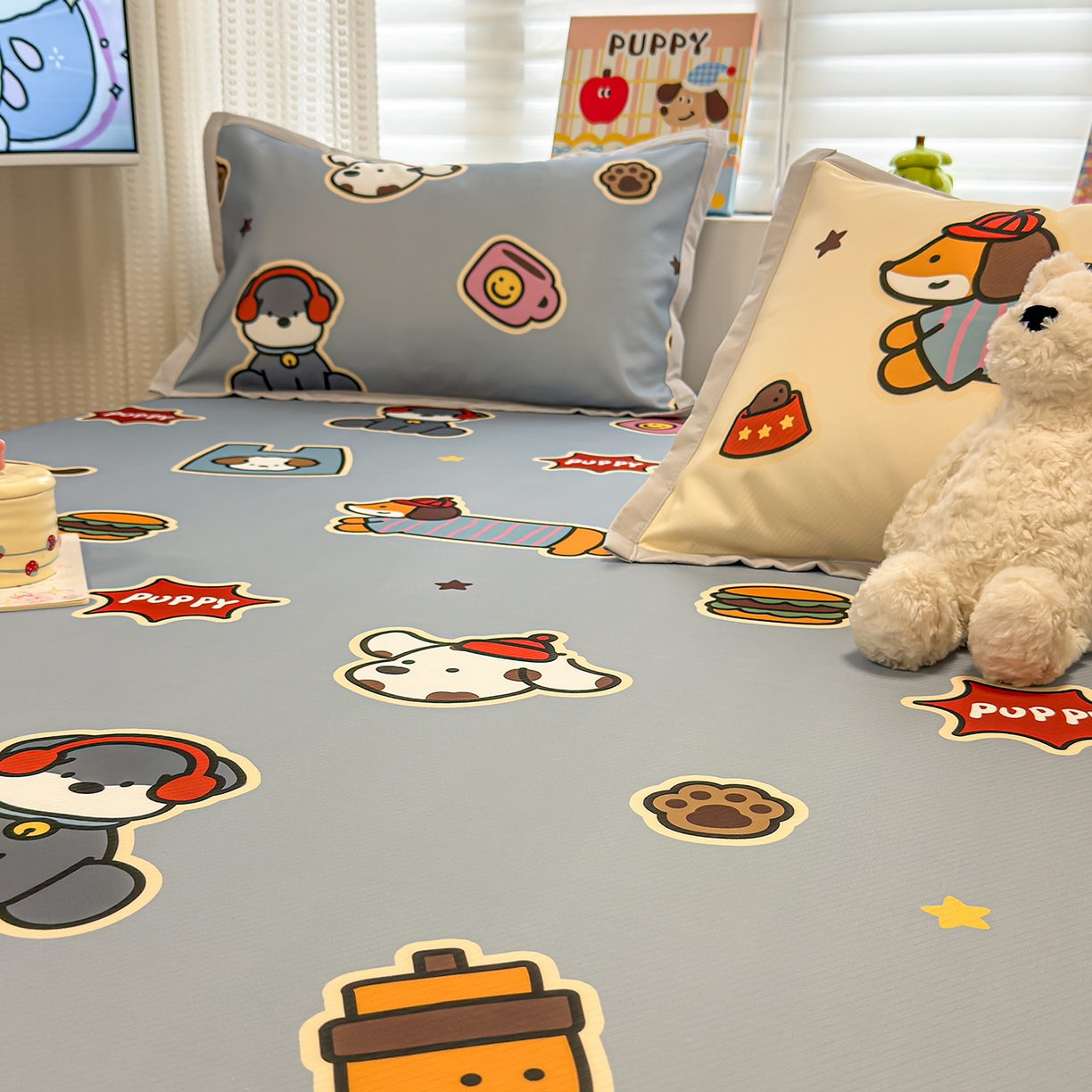 91家纺网 家纺一手货源 找家纺 懒猫家纺 2026新款卡通凉感冰丝床笠款凉席 床笠席-酷狗腊肠