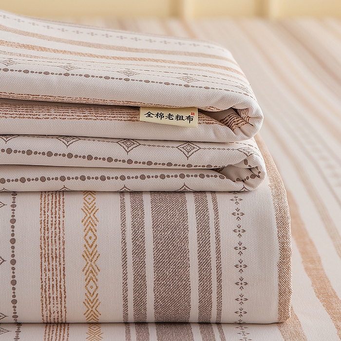 91家纺网 家纺一手货源 找家纺 云玲时尚 2026新款全棉老粗布席子凉席单床单床单单件 拾光-咖