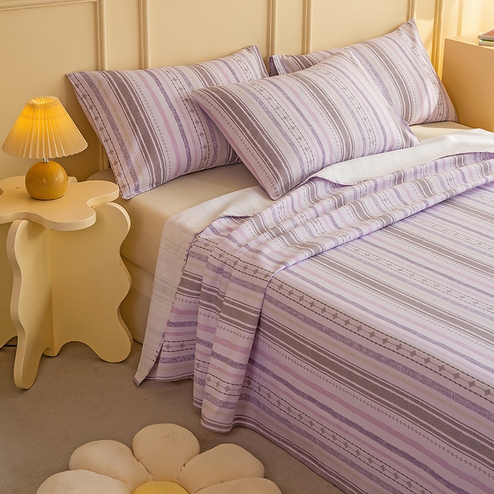 91家纺网 家纺一手货源 找家纺 云玲时尚 2026新款全棉老粗布席子凉席单床单床单单件 拾光-紫