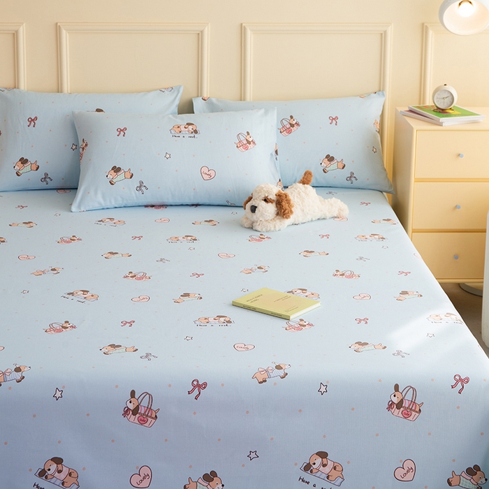 91家纺网 家纺一手货源 找家纺 云玲时尚 2026新款全棉老粗布席子凉席单床单床单单件 小狗日记