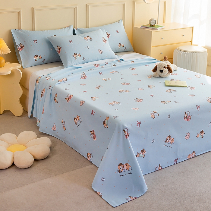 91家纺网 家纺一手货源 找家纺 云玲时尚 2026新款全棉老粗布席子凉席单床单床单单件 小狗日记