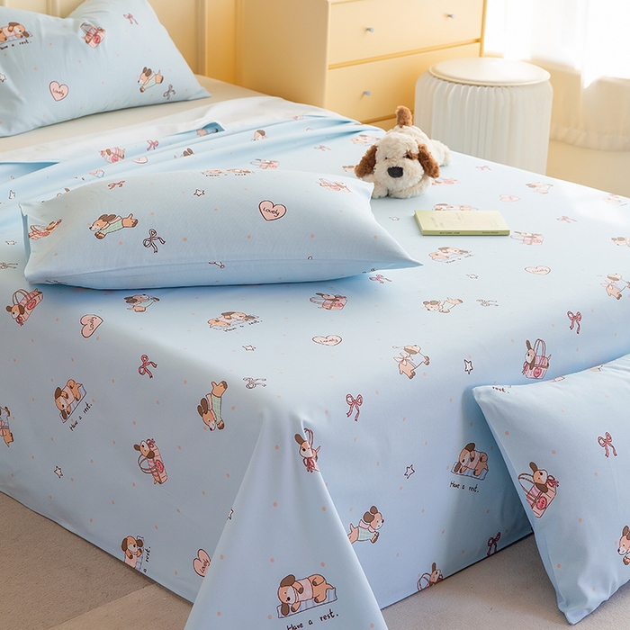 91家纺网 家纺一手货源 找家纺 云玲时尚 2026新款全棉老粗布席子凉席单床单床单单件 小狗日记