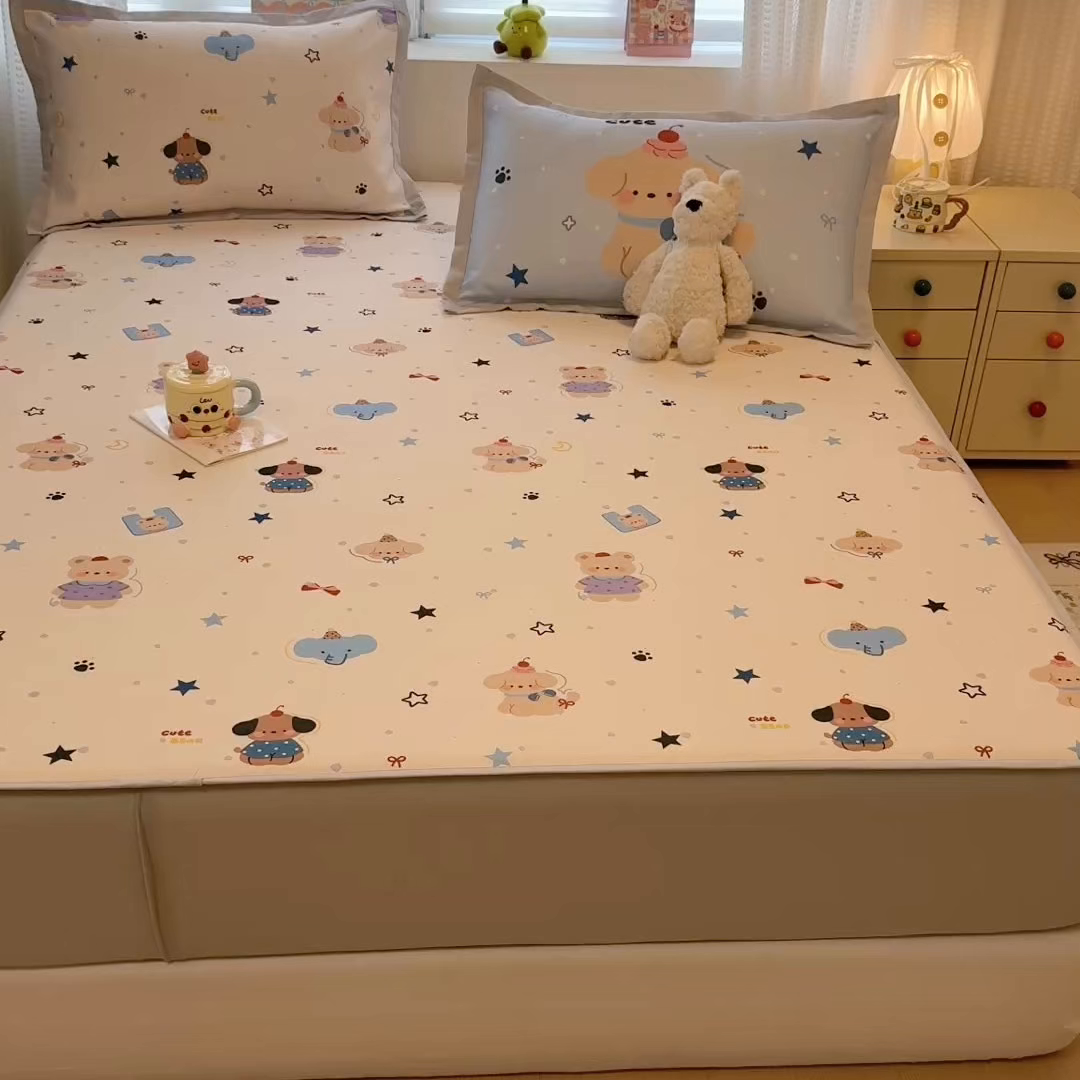 91家纺网 家纺一手货源 找家纺 懒猫家纺 2026新款卡通凉感冰丝床笠款凉席 床笠席-星愿萌宠