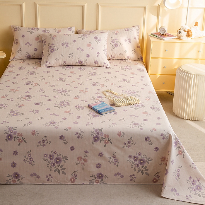 云玲时尚 2026新款全棉老粗布席子凉席单床单床单单件 紫舞花影