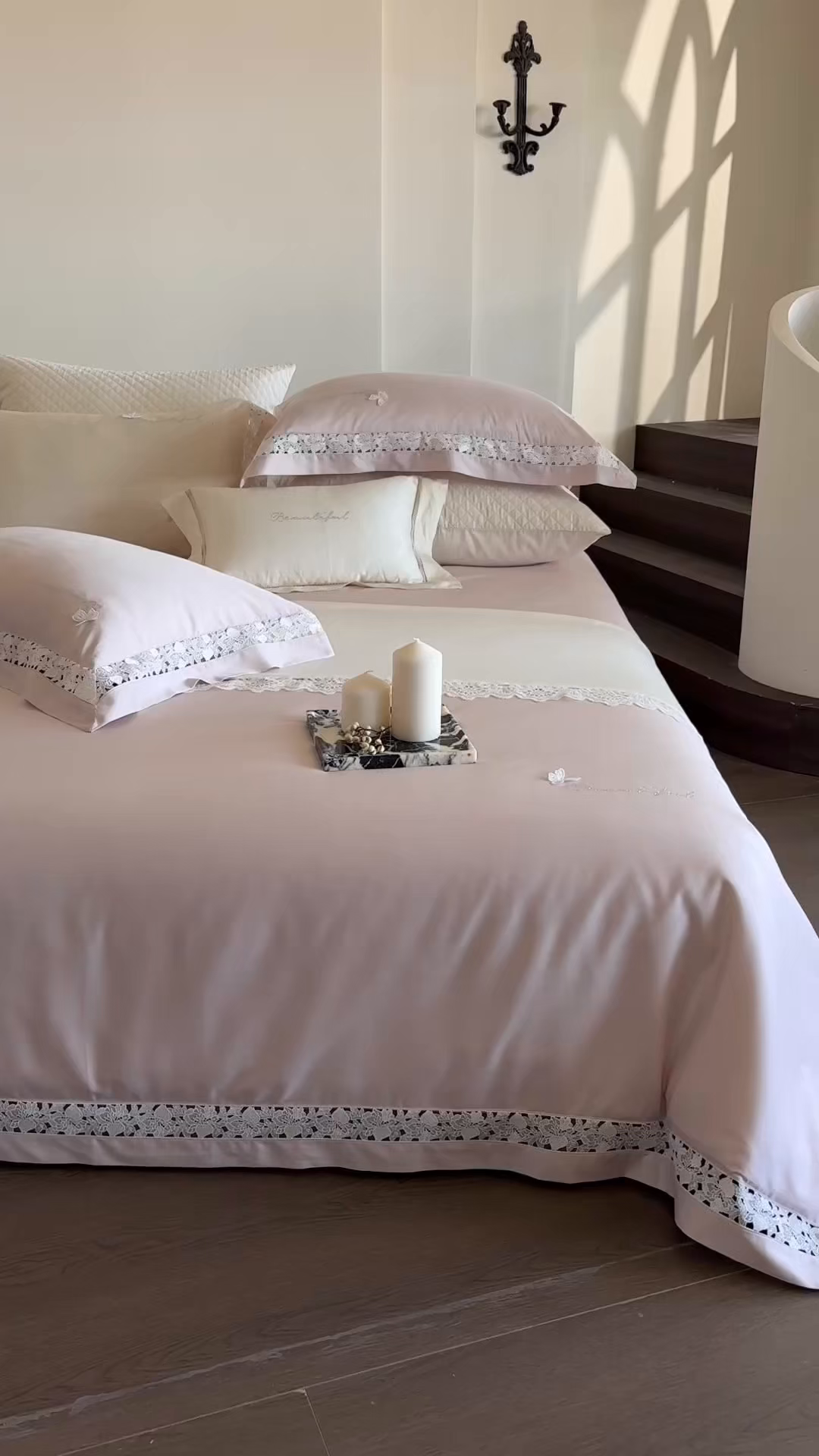 91家纺网 家纺一手货源 找家纺 （总）佳汐蓝家纺 2026新款50S天丝棉镂空水溶蕾丝花边四件套-娜瑞诗系列