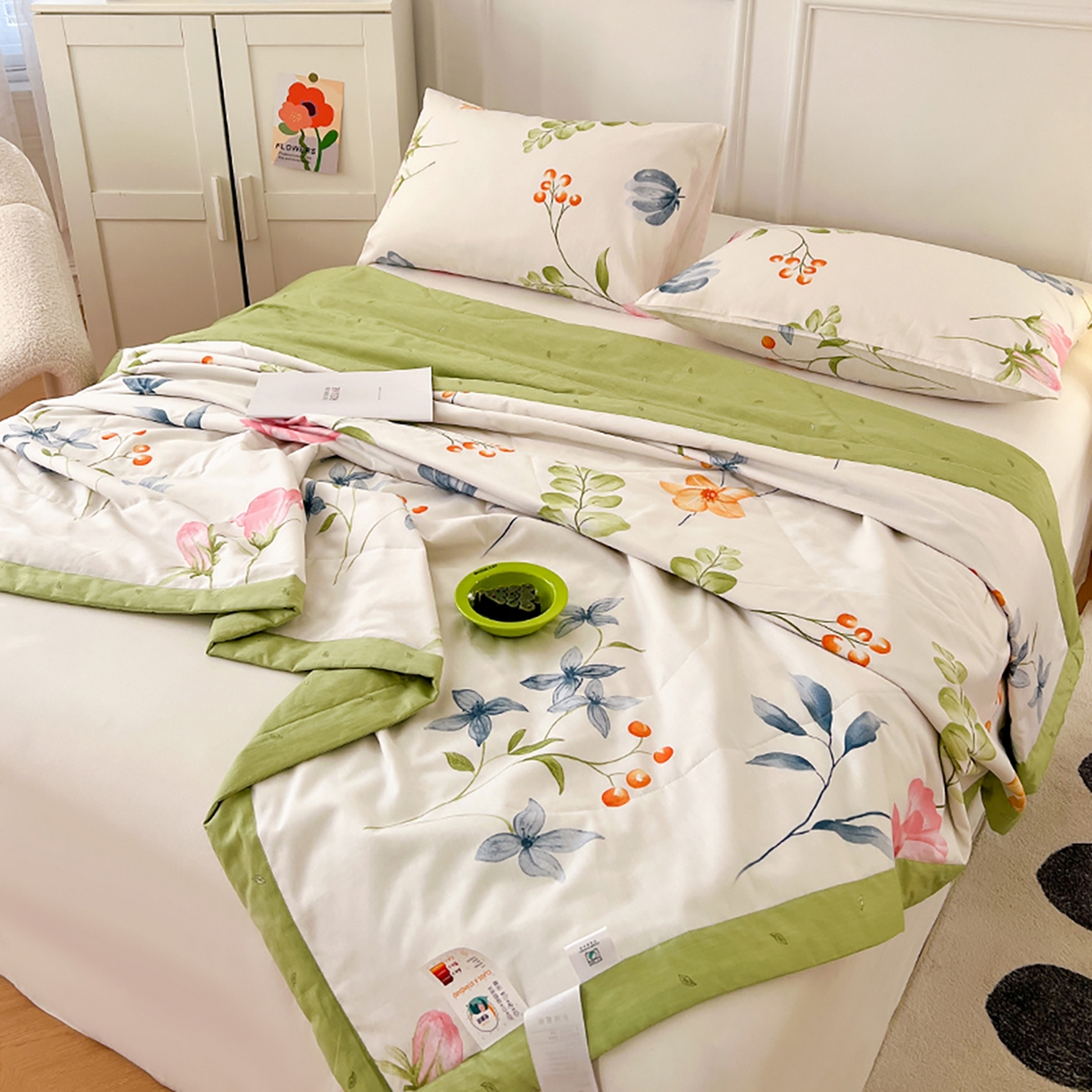 91家纺网 家纺一手货源 找家纺 尊妙被业 2026春夏新款全棉印花夏被空调被夏凉被 梦都花语