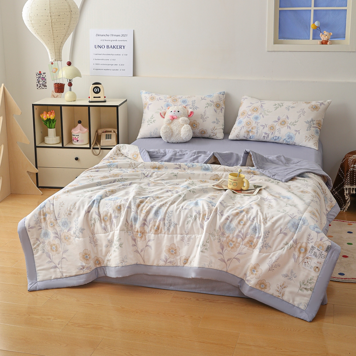 91家纺网 家纺一手货源 找家纺 尊妙被业 2026春夏新款全棉印花夏被空调被夏凉被 简秋