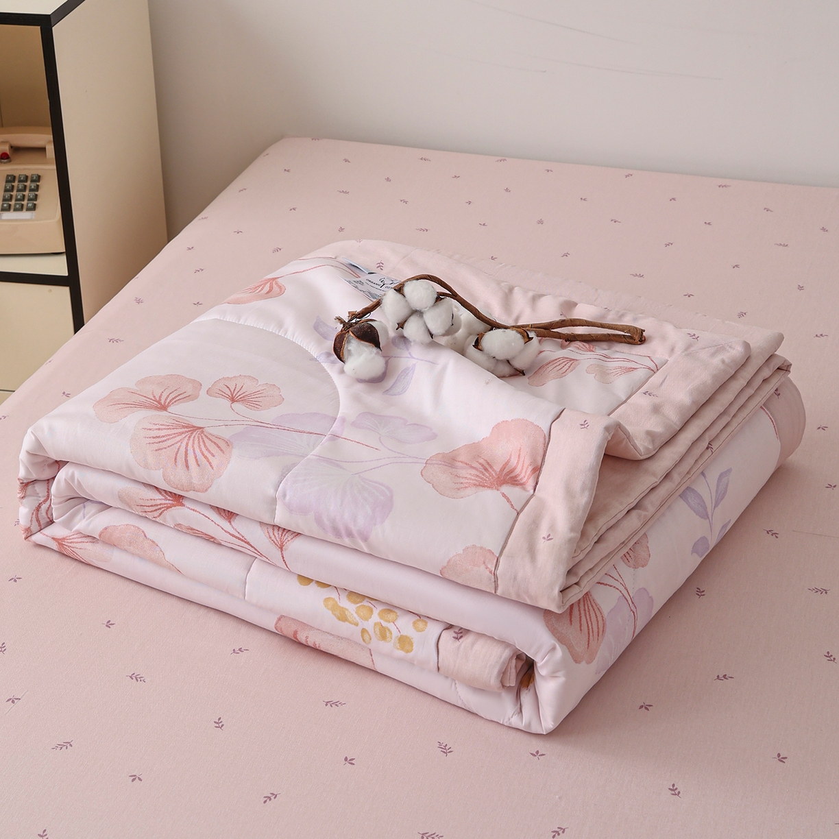 91家纺网 家纺一手货源 找家纺 尊妙被业 2026春夏新款全棉印花夏被空调被夏凉被 沐雪