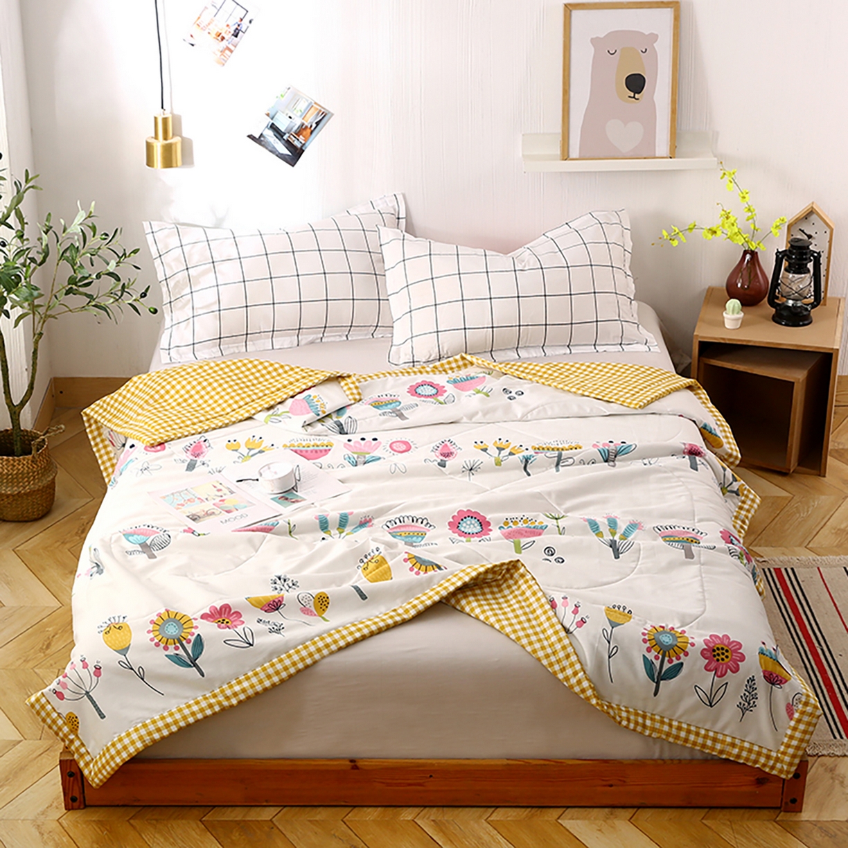 91家纺网 家纺一手货源 找家纺 尊妙被业 2026春夏新款全棉印花夏被空调被夏凉被 奇异花语