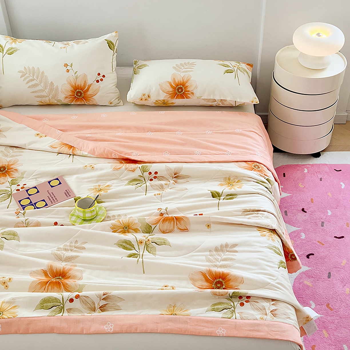 91家纺网 家纺一手货源 找家纺 尊妙被业 2026春夏新款全棉印花夏被空调被夏凉被 云梦花都-米