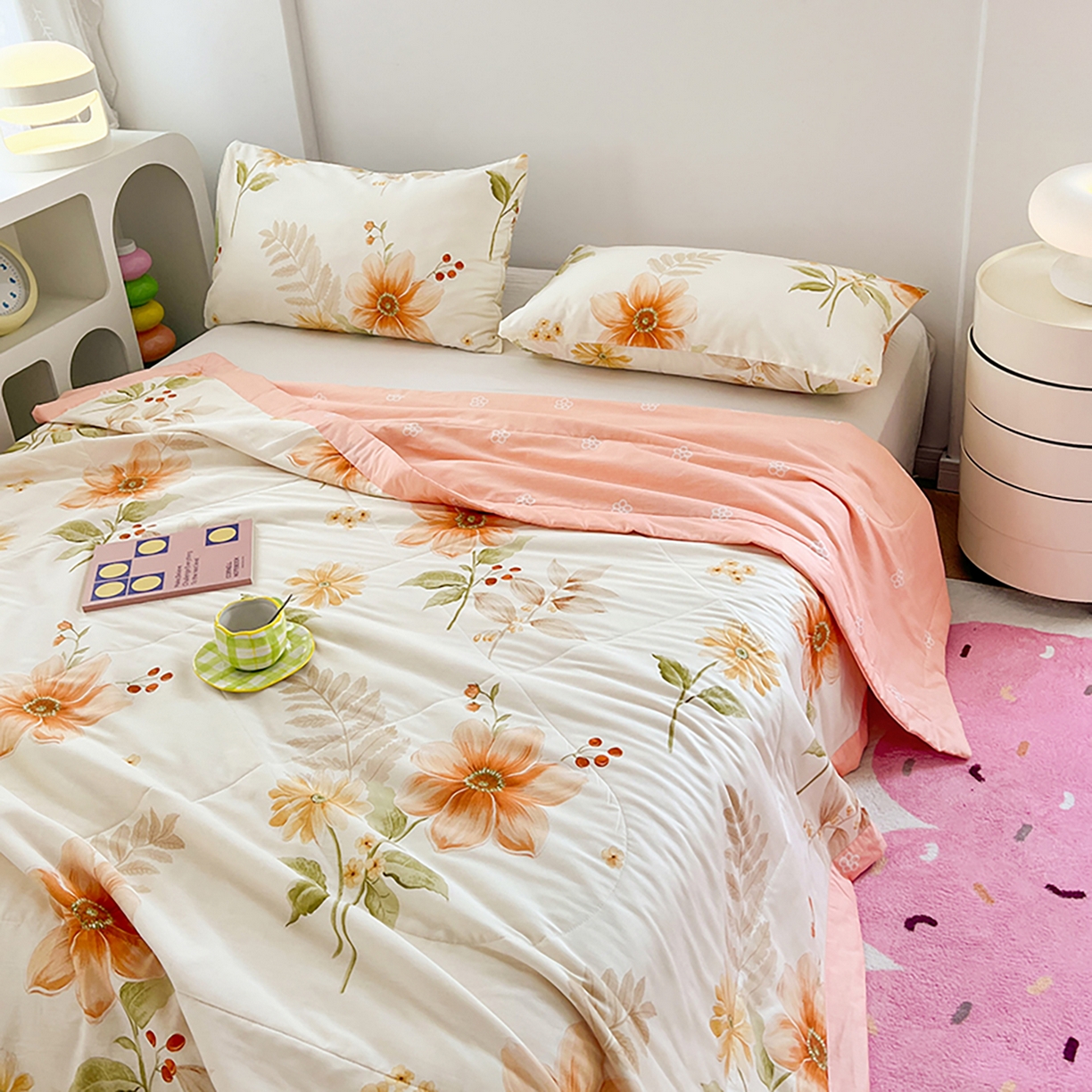 91家纺网 家纺一手货源 找家纺 尊妙被业 2026春夏新款全棉印花夏被空调被夏凉被 云梦花都-米