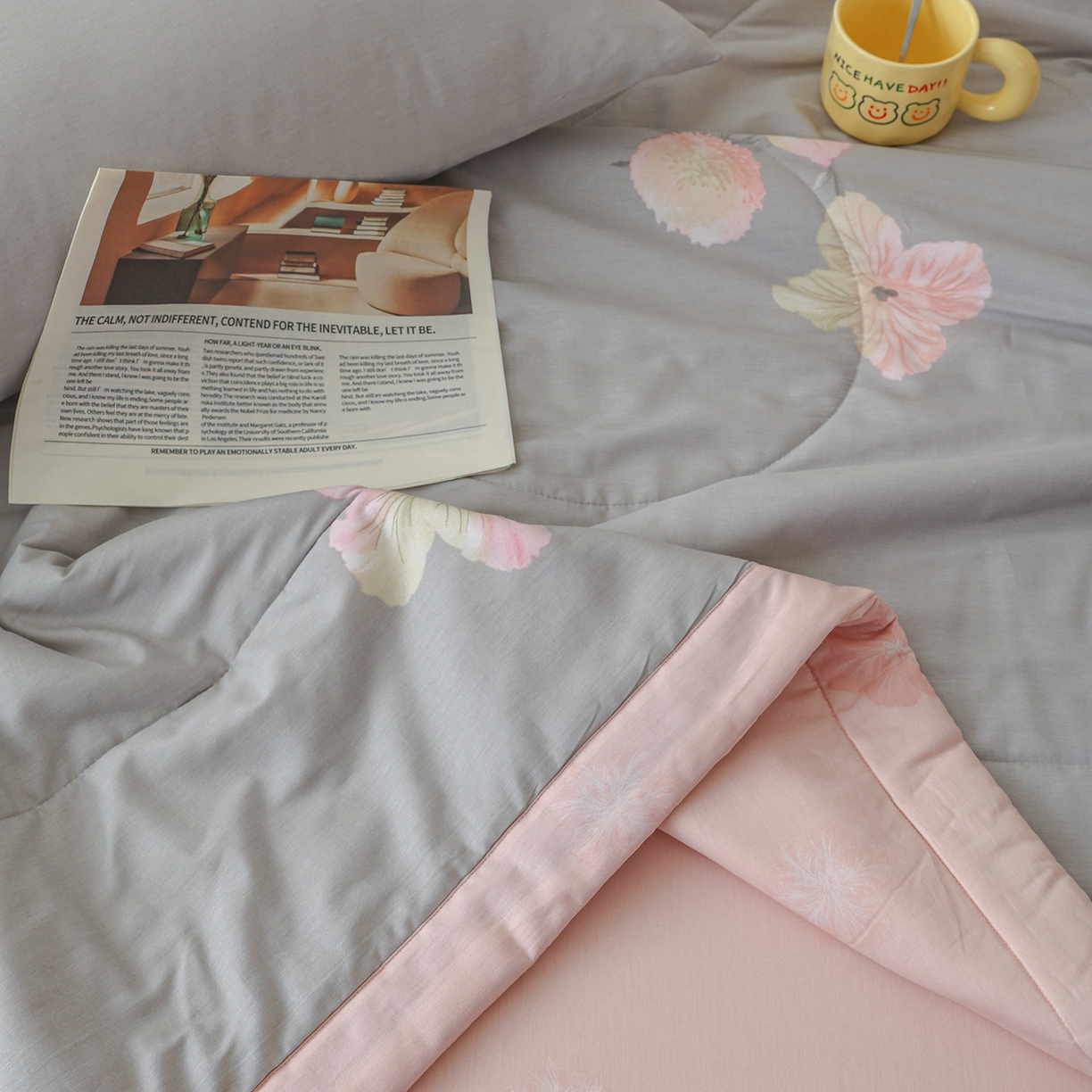 91家纺网 家纺一手货源 找家纺 尊妙被业 2026春夏新款全棉印花夏被空调被夏凉被 温暖思绪