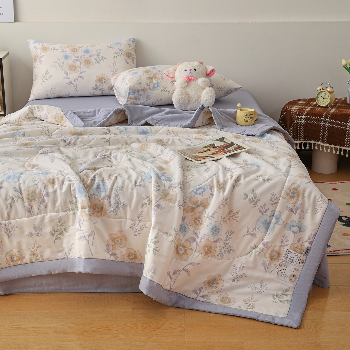 91家纺网 家纺一手货源 找家纺 尊妙被业 2026春夏新款全棉印花夏被空调被夏凉被 简秋