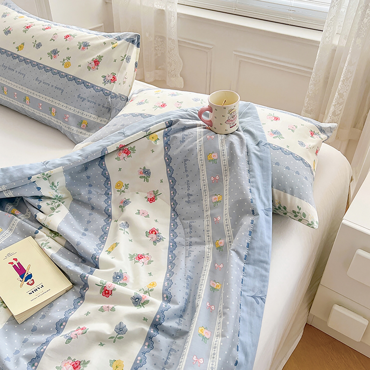 91家纺网 家纺一手货源 找家纺 尊妙被业 2026春夏新款全棉印花夏被空调被夏凉被 安暖入夏