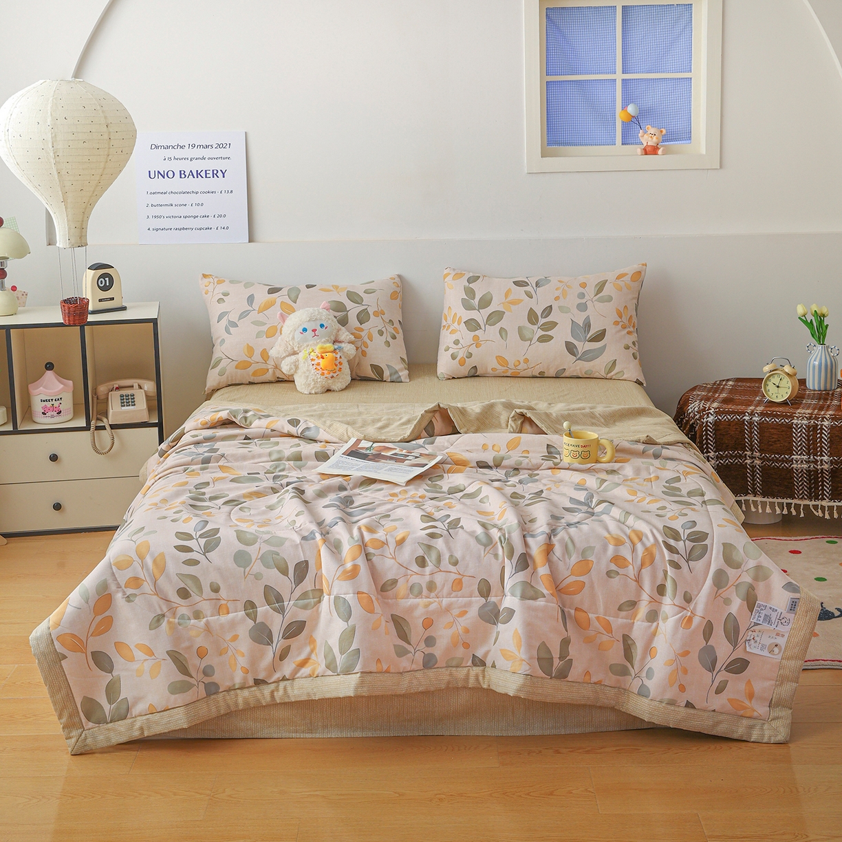 91家纺网 家纺一手货源 找家纺 尊妙被业 2026春夏新款全棉印花夏被空调被夏凉被 飘林