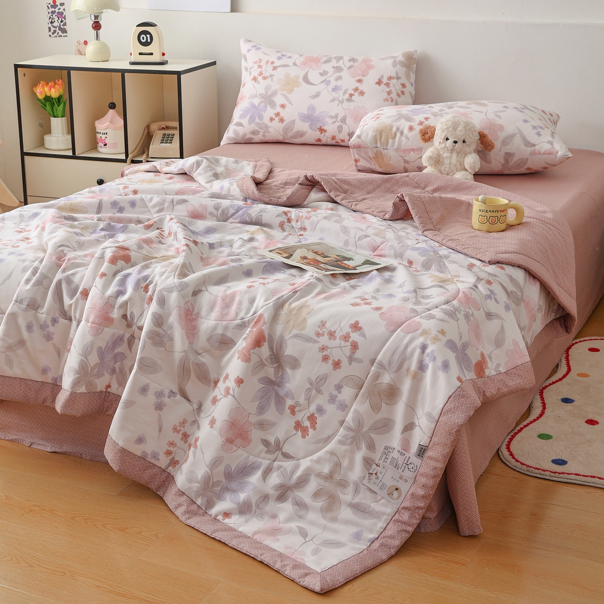 91家纺网 家纺一手货源 找家纺 尊妙被业 2026春夏新款全棉印花夏被空调被夏凉被 杜桑花园