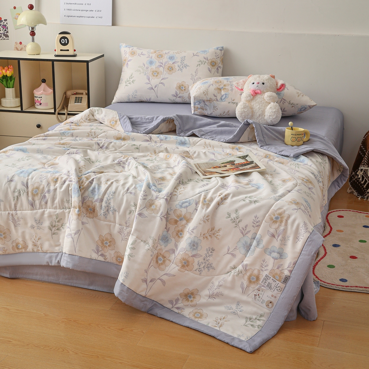 91家纺网 家纺一手货源 找家纺 尊妙被业 2026春夏新款全棉印花夏被空调被夏凉被 简秋