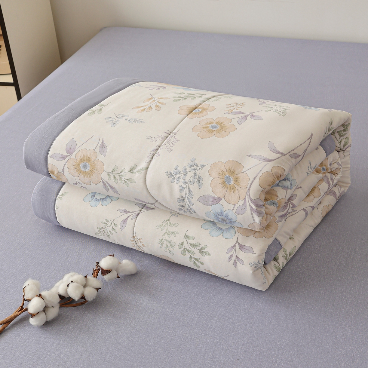 91家纺网 家纺一手货源 找家纺 尊妙被业 2026春夏新款全棉印花夏被空调被夏凉被 简秋