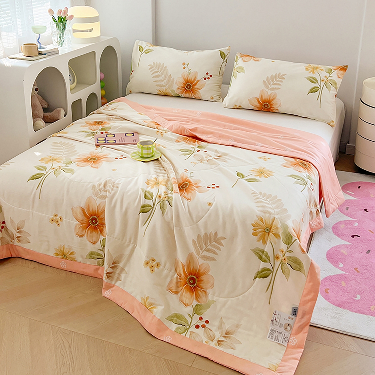 91家纺网 家纺一手货源 找家纺 尊妙被业 2026春夏新款全棉印花夏被空调被夏凉被 云梦花都-米