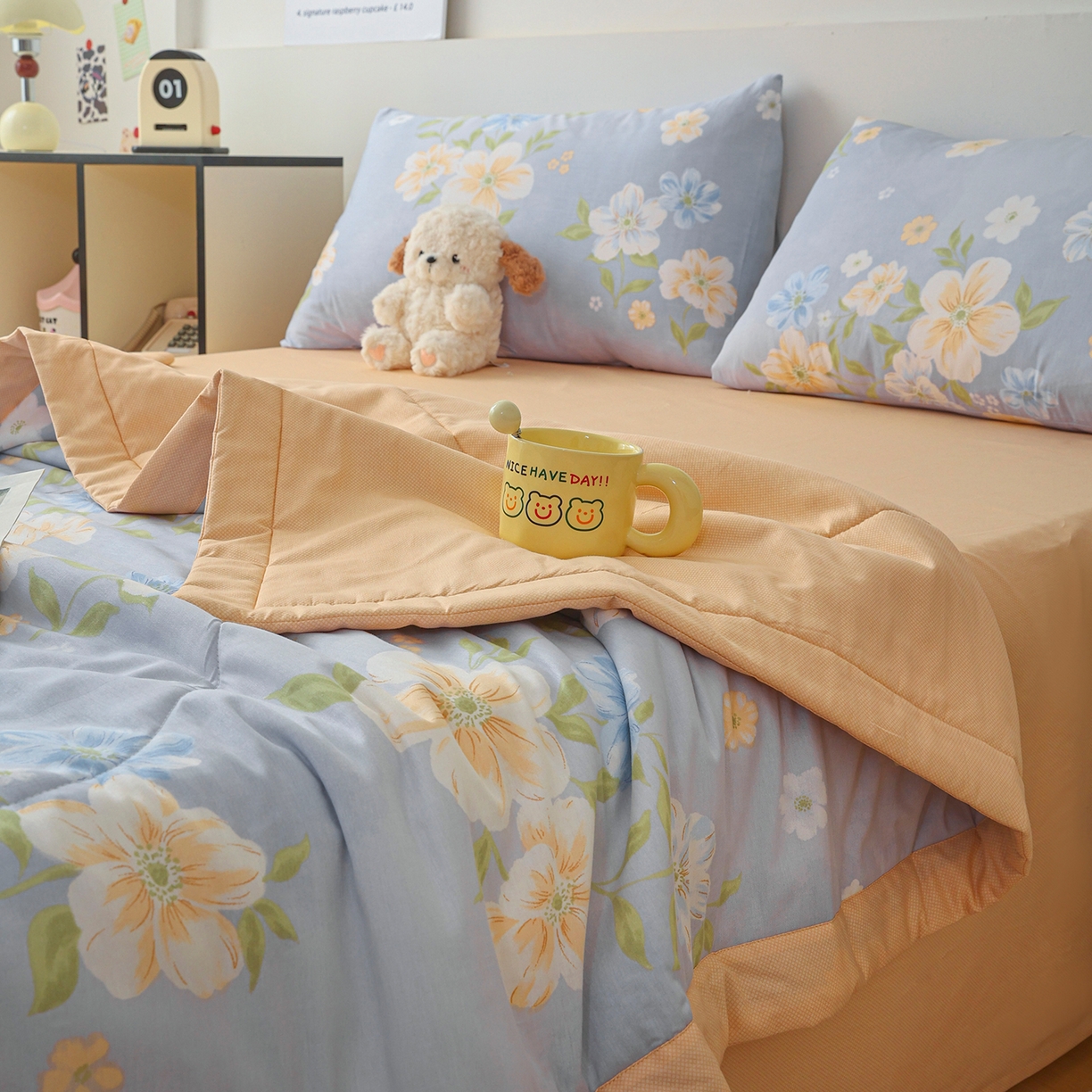 91家纺网 家纺一手货源 找家纺 尊妙被业 2026春夏新款全棉印花夏被空调被夏凉被 浅影