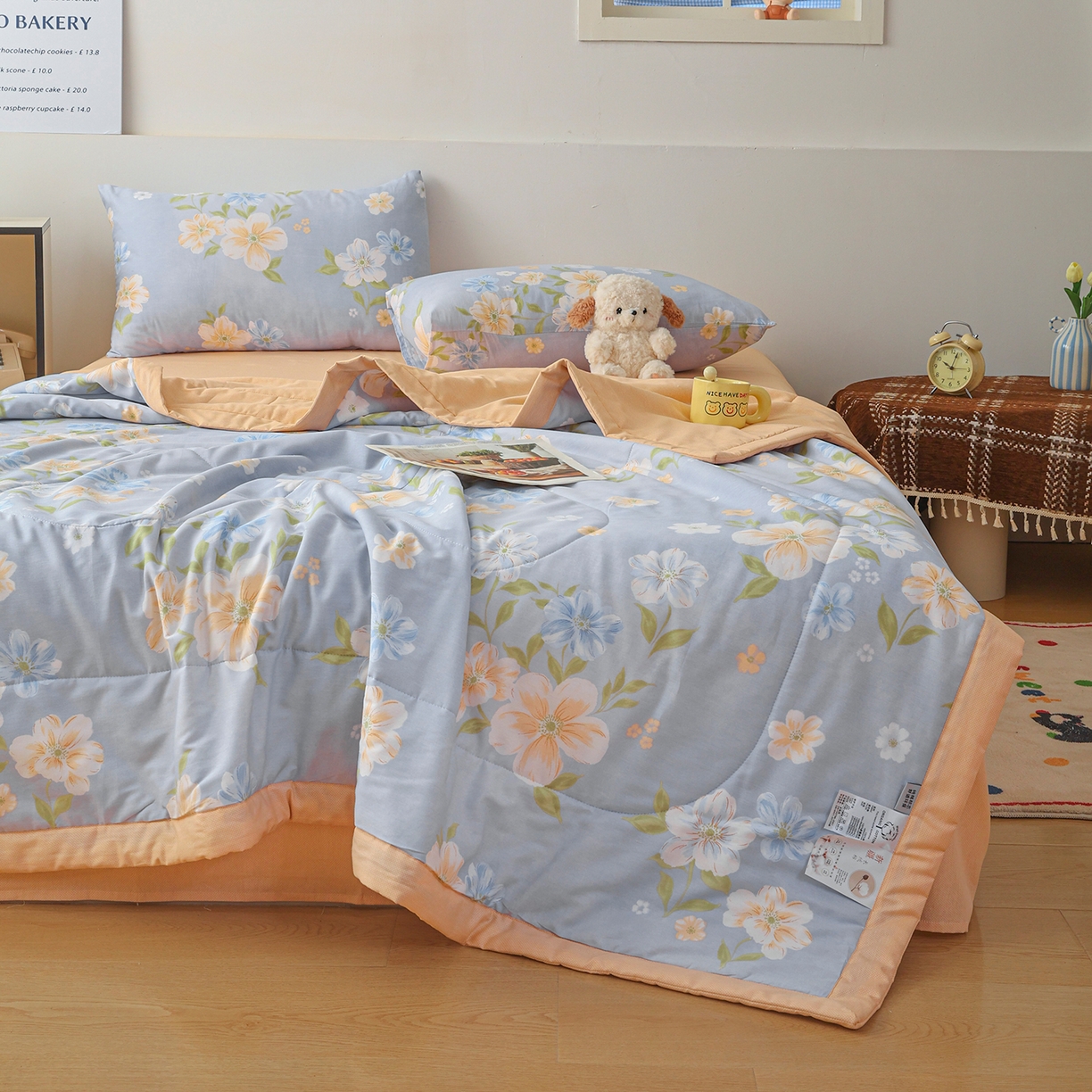 91家纺网 家纺一手货源 找家纺 尊妙被业 2026春夏新款全棉印花夏被空调被夏凉被 浅影