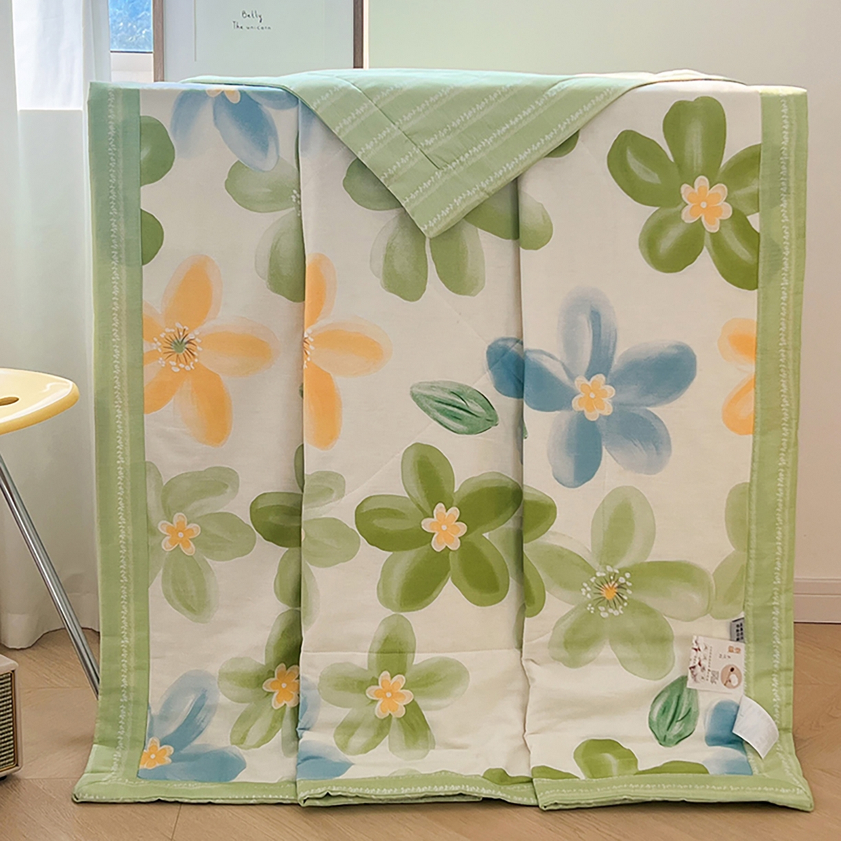 91家纺网 家纺一手货源 找家纺 尊妙被业 2026春夏新款全棉印花夏被空调被夏凉被 清莹花香