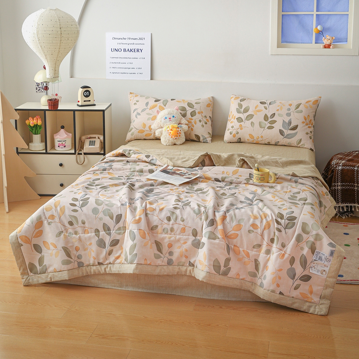 91家纺网 家纺一手货源 找家纺 尊妙被业 2026春夏新款全棉印花夏被空调被夏凉被 飘林