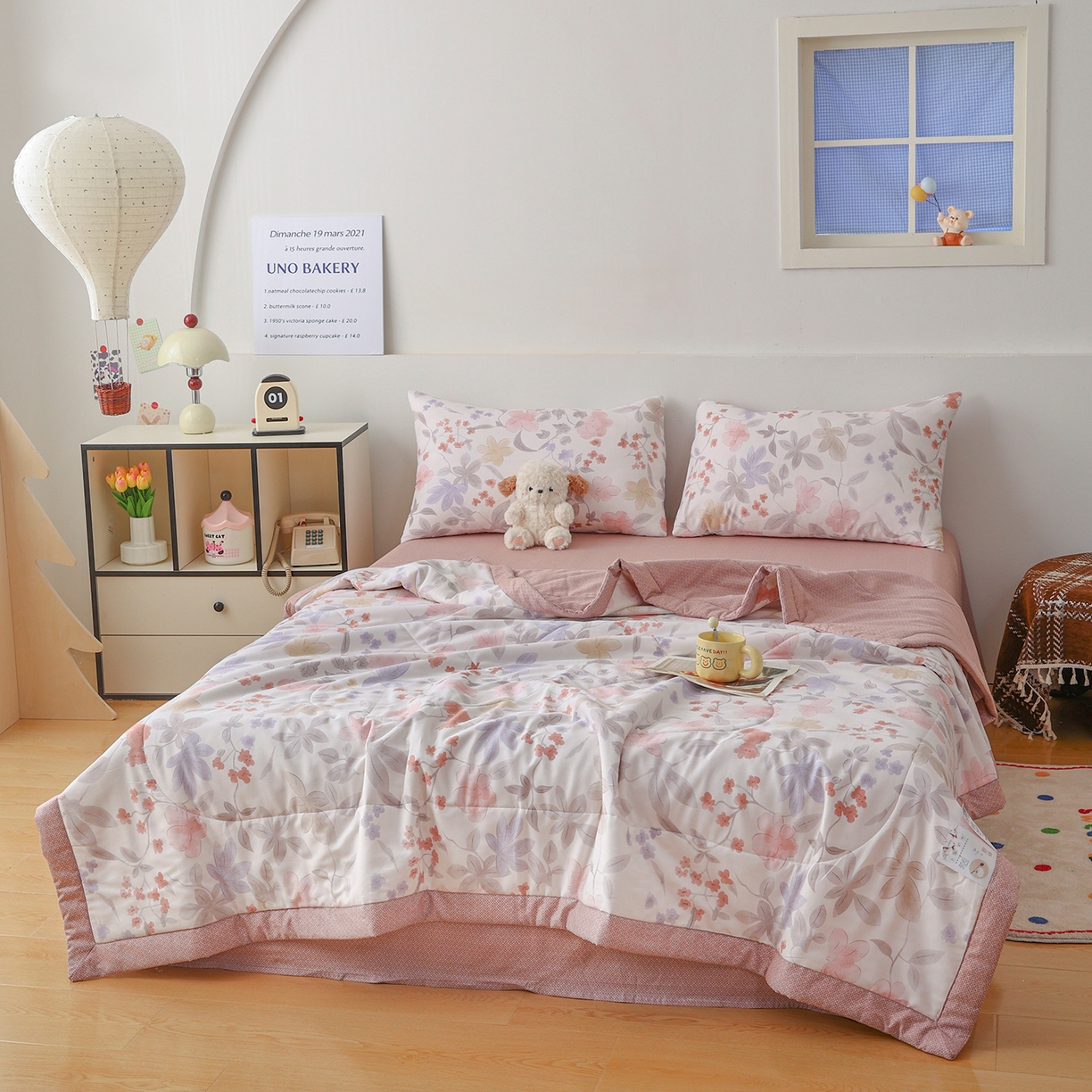 91家纺网 家纺一手货源 找家纺 尊妙被业 2026春夏新款全棉印花夏被空调被夏凉被 杜桑花园