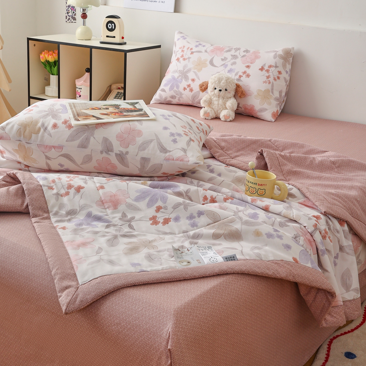 91家纺网 家纺一手货源 找家纺 尊妙被业 2026春夏新款全棉印花夏被空调被夏凉被 杜桑花园