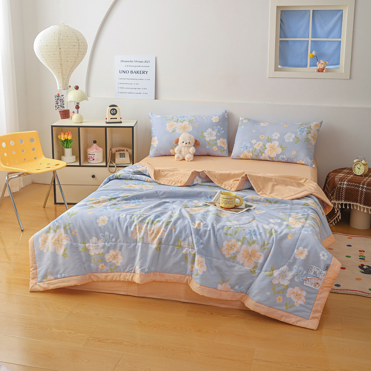 91家纺网 家纺一手货源 找家纺 尊妙被业 2026春夏新款全棉印花夏被空调被夏凉被 浅影