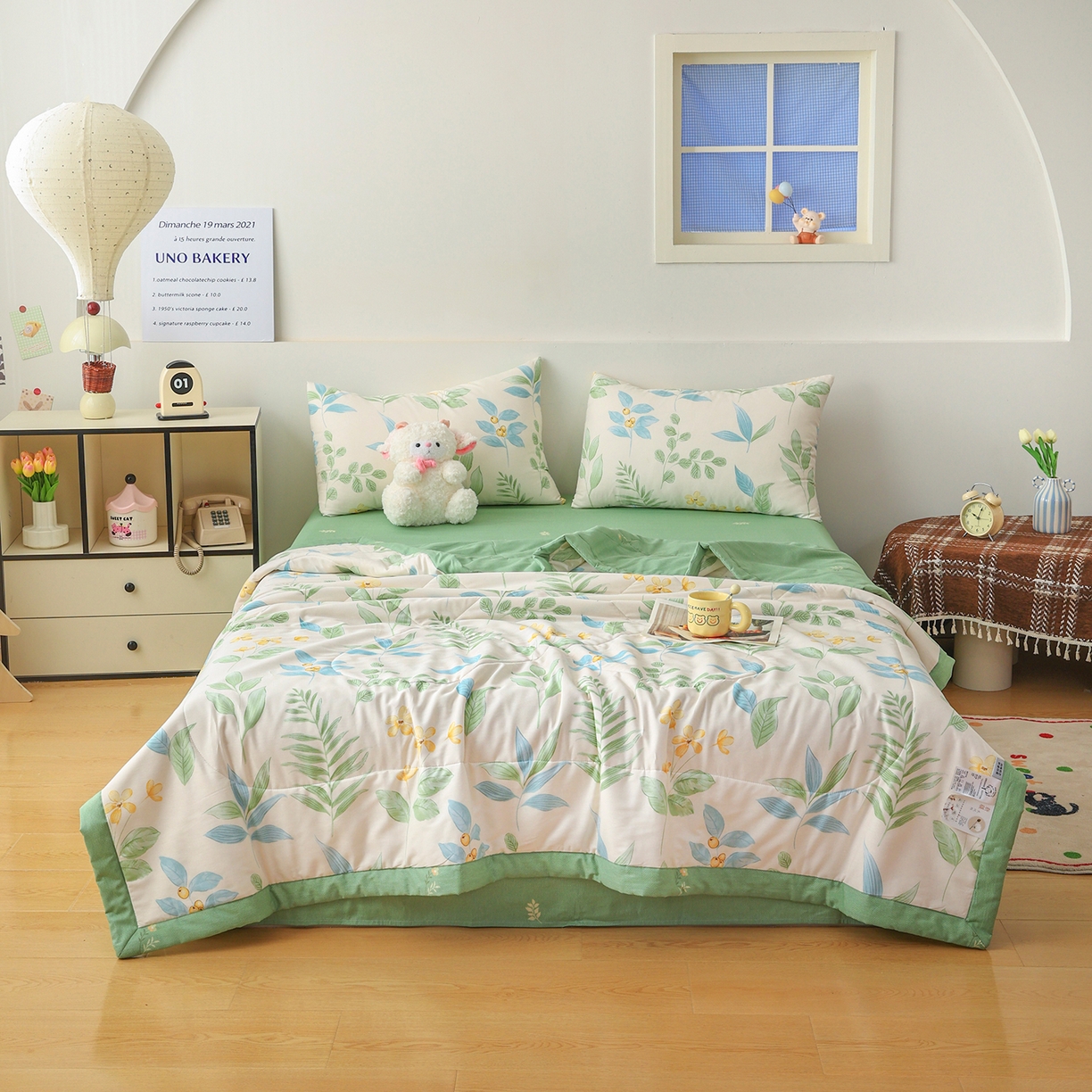 91家纺网 家纺一手货源 找家纺 尊妙被业 2026春夏新款全棉印花夏被空调被夏凉被 淡花香梦